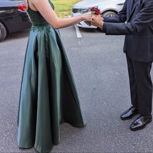 Hunter Green A-Line Prom Dress - Picture 5 of 5